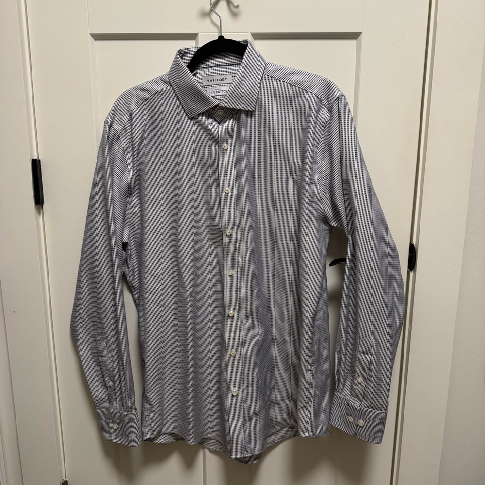 T.M. Lewin Men's Blue Patterned Dress Shirt